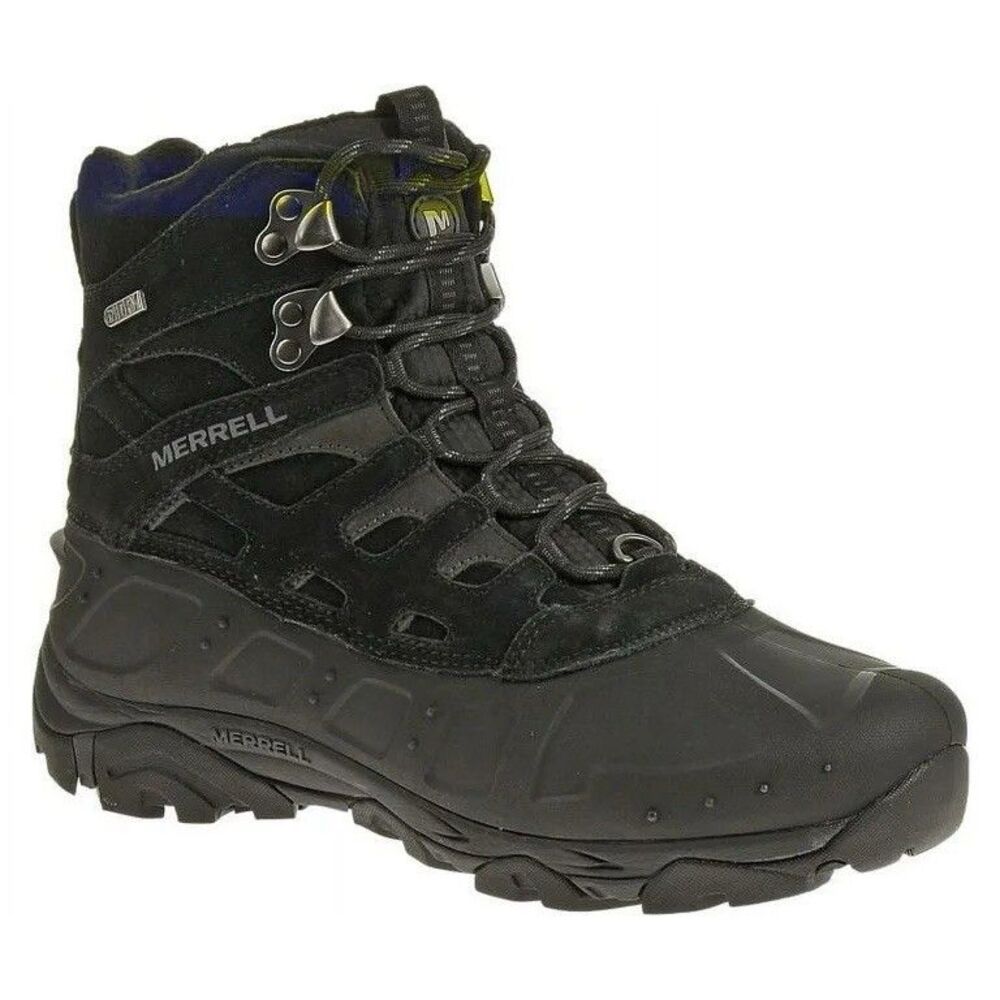 Merrell Mens Moab Polar Boot Size 10 Waterproof Black Leather Hiking Insulated